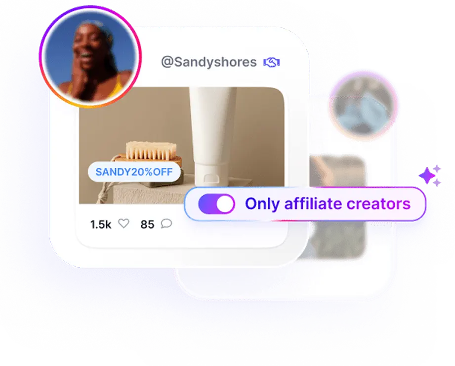 Illustration of filtering only affiliate creators to optimize
